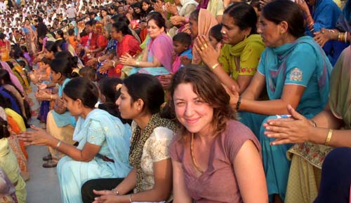 woman in a crowd